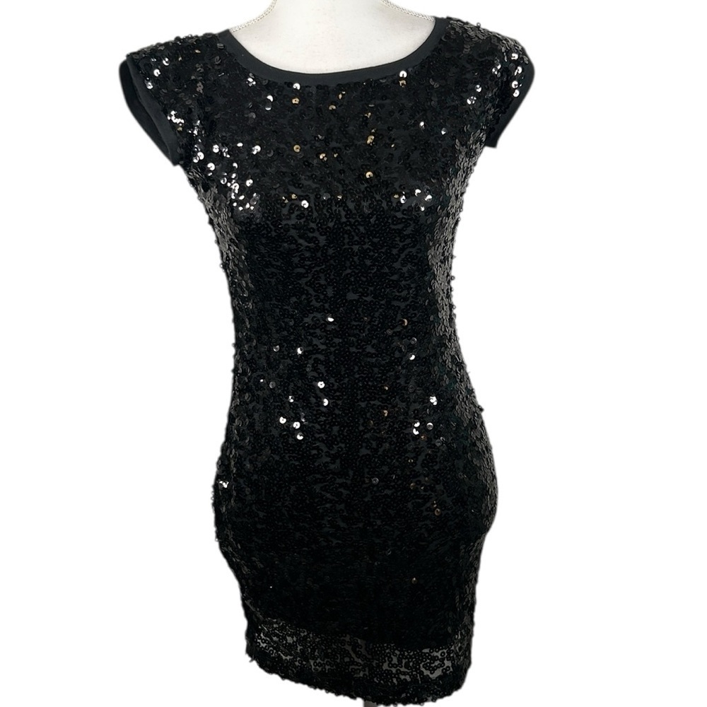 Blq. Mkt Black Sequin Special Occasion Wedding Event Dress Size‎ Small New Tags!